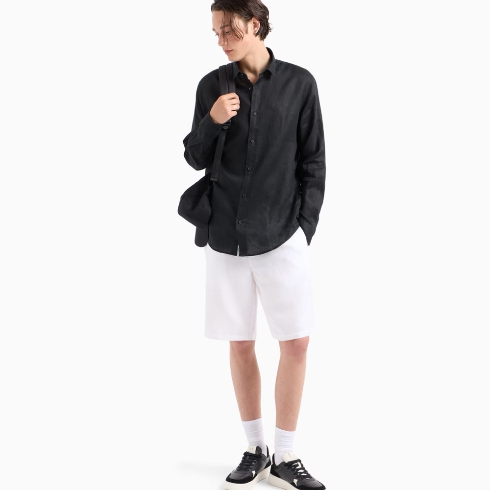 Armani Exchange white cotton shorts